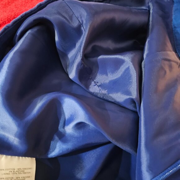 Vintage J Crew Blue A-Line Skirt Back Vent Pockets Knee-Length Zipper - Picture 10 of 15